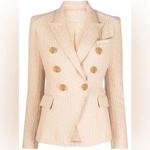 Balmain
monogram-jacquard double-breasted blazer